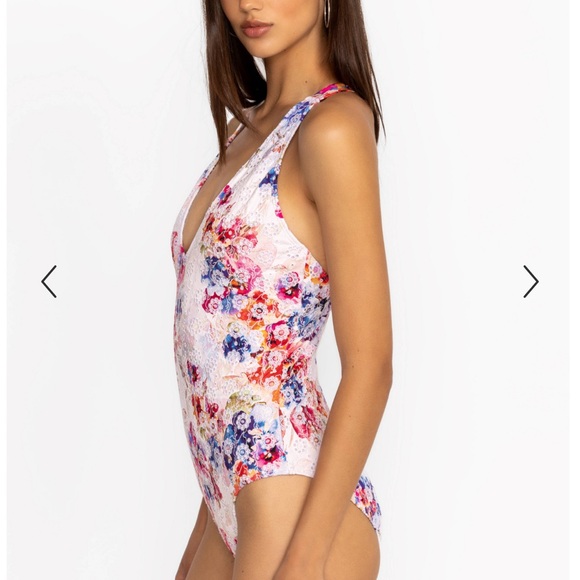 Johnny Was S Summer Days Eyelet cross back one piece swimsuit - Picture 2 of 4